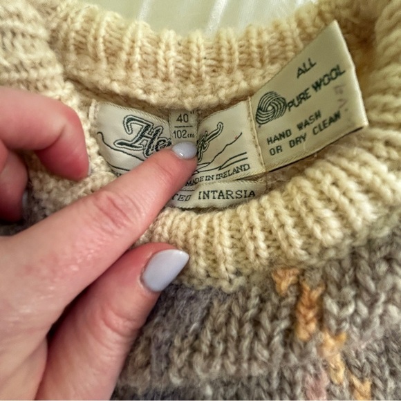 HERITAGE vintage Irish Intarsia sweater 100% wool size medium - Picture 3 of 8